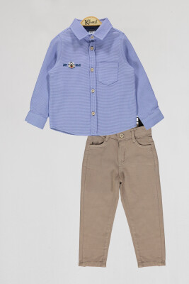 Wholesale Boys 2-Piece Shirt and Pants Set 2-5Y Kumru Bebe 1075-4075 Indigo