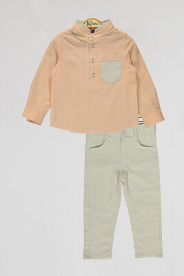 Wholesale Boys 2-Piece Shirt and Pants Set 2-5Y Kumru Bebe 1075-4107 Salmon Color 
