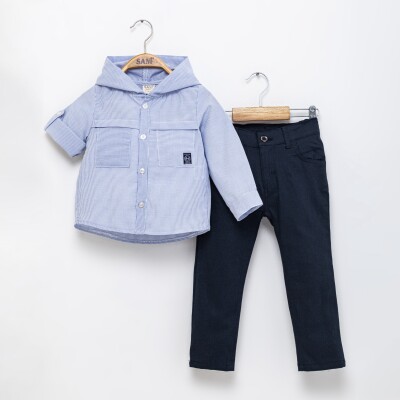 Wholesale Boys 2-Piece Shirt and Pants Set 2-5Y Sani 1068-2303 Blue
