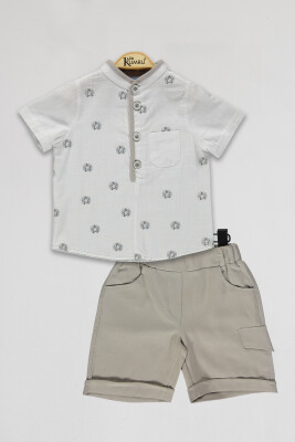 Wholesale Boys 2-Piece Shirt and Shorts Set 2-5Y Kumru Bebe 1075-4028 White