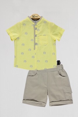 Wholesale Boys 2-Piece Shirt and Shorts Set 2-5Y Kumru Bebe 1075-4028 Yellow