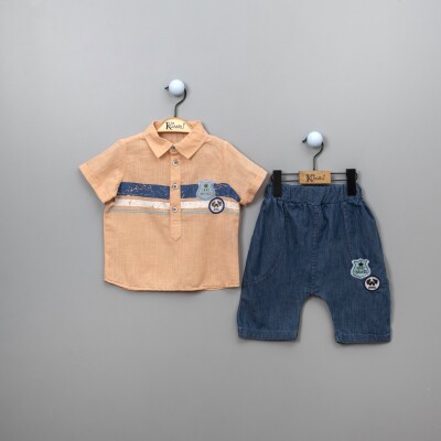 Wholesale Boys 2-Piece Shirt Set with Shorts 2-5Y Kumru Bebe 1075-3849 Лососевый цвет