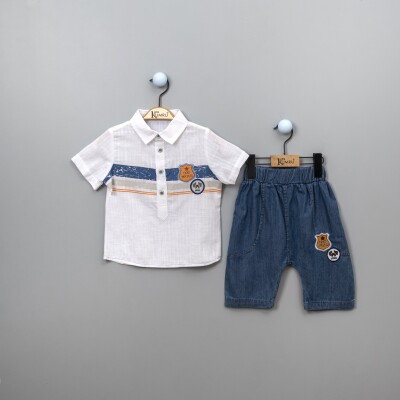 Wholesale Boys 2-Piece Shirt Set with Shorts 2-5Y Kumru Bebe 1075-3849 White
