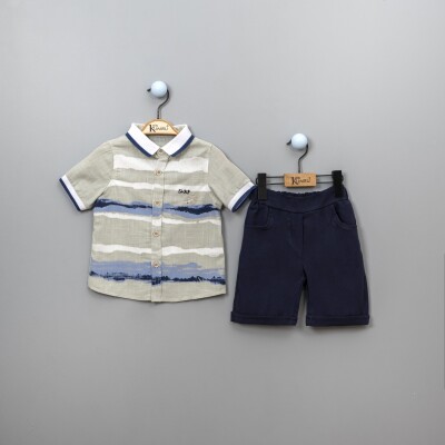 Wholesale Boys 2-Piece Shirt Set with Shorts 2-5Y Kumru Bebe 1075-3853 Мятно-зеленый