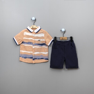 Wholesale Boys 2-Piece Shirt Set with Shorts 2-5Y Kumru Bebe 1075-3853 Лососевый цвет