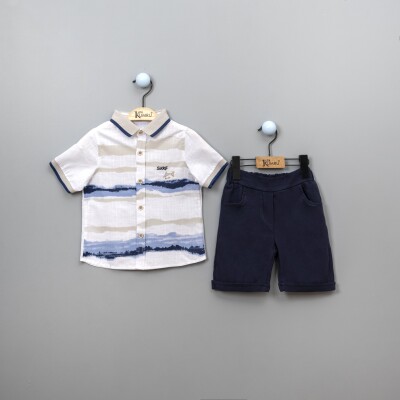 Wholesale Boys 2-Piece Shirt Set with Shorts 2-5Y Kumru Bebe 1075-3853 White