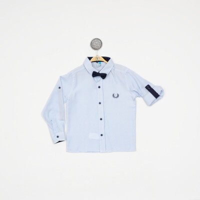 Wholesale Boys 2-Piece Shirt with Bowtie 6-9Y Timo 1018-101000013 Синий
