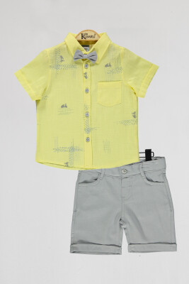 Wholesale Boys 2-Piece Shirts and Short Set 2-5Y Kumru Bebe 1075-4022 Yellow