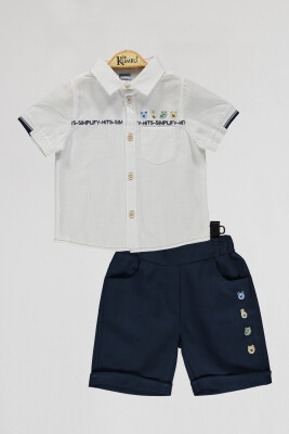 Wholesale Boys 2-Piece Shirts and Short Set 2-5Y Kumru Bebe 1075-4024 White