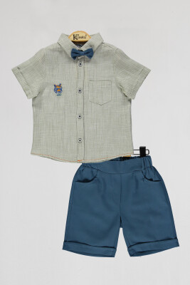 Wholesale Boys 2-Piece Shirts and Shorts Set 2-5Y Kumru Bebe 1075-4020 Mint Green 