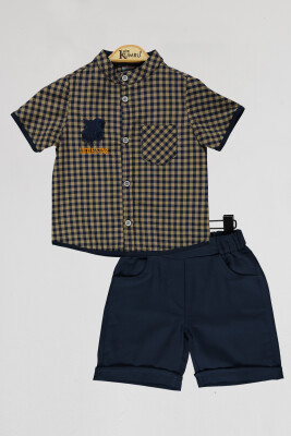 Wholesale Boys 2-Piece Shirts and Shorts Set 2-5Y Kumru Bebe 1075-4036 Beige