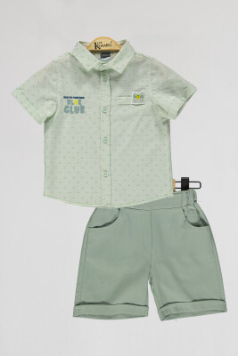 Wholesale Boys 2-Piece Shirts and Shorts Set 2-5Y Kumru Bebe 1075-4086 Mint Green 