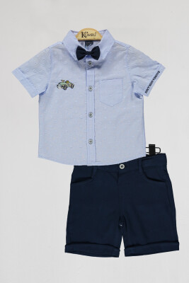 Wholesale Boys 2-Piece Shirts and Shorts Set 2-5Y Kumru Bebe 1075-4090 Blue