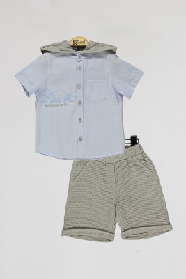 Wholesale Boys 2-Piece Shirts and Shorts Set 2-5Y Kumru Bebe 1075-4110 Blue