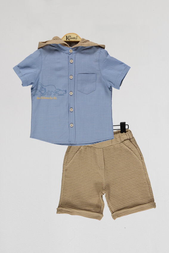 Wholesale Boys 2-Piece Shirts and Shorts Set 2-5Y Kumru Bebe 1075-4110 - 4