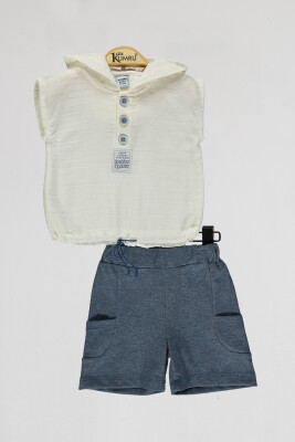 Wholesale Boys 2-Piece Shirts and Shorts Set 6-18M Kumru Bebe 1075-4112 White