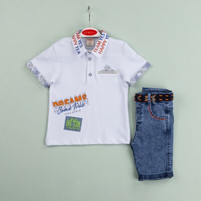 Wholesale Boys 2-Piece T-Shirt and Denim Shorts Set 1-4Y Bombili 1004-6479 - Bombili (1)