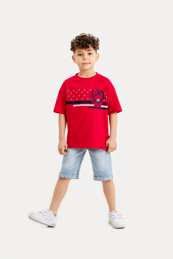 Wholesale Boys 2-Piece T-Shirt and Denim Shorts Set 2-5Y Gold Class 1010-2603 - 2