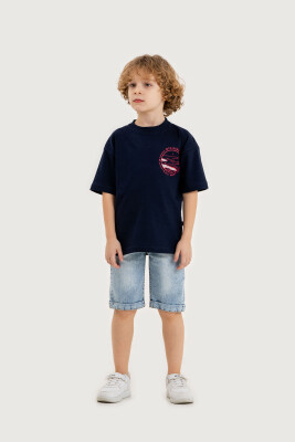 Wholesale Boys 2-Piece T-Shirt and Denim Shorts Set 6-9Y Gold Class 1010-3607 - 2