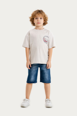 Wholesale Boys 2-Piece T-Shirt and Denim Shorts Set 6-9Y Gold Class 1010-3607 - 3