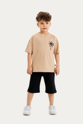 Wholesale Boys 2-Piece T-Shirt and Shorts Set 2-5Y Gold Class 1010-2605 Beige
