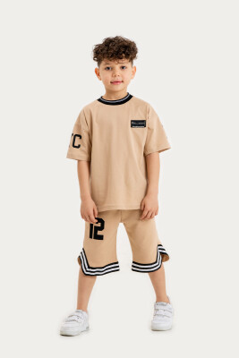 Wholesale Boys 2-Piece T-Shirt and Shorts Set 2-5Y Gold Class 1010-2610 Beige