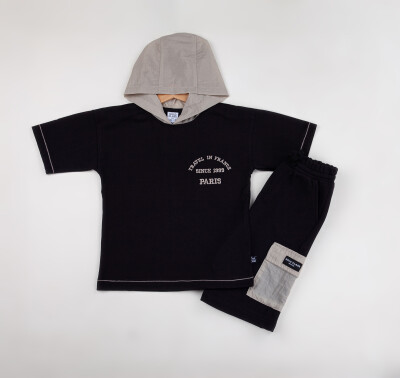 Wholesale Boys 2-Piece T-Shirt and Shorts Set 2-5Y Gold Class 1010-2615 Black