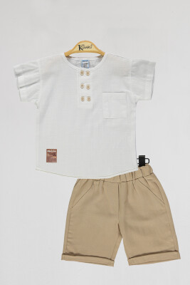 Wholesale Boys 2-Piece T-shirt and Shorts Set 2-5Y Kumru Bebe 1075-4105 White