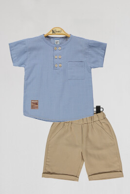 Wholesale Boys 2-Piece T-shirt and Shorts Set 2-5Y Kumru Bebe 1075-4105 Indigo