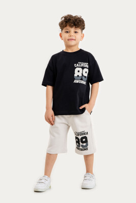 Wholesale Boys 2-Piece T-Shirt and Shorts Set 6-9Y Gold Class 1010-3611 Siyah