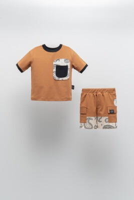Wholesale Boys 2-Piece T-shirt and Shorts Set with Pocket 2-5Y Moi Noi 1058-MN51222 - 1