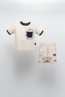 Wholesale Boys 2-Piece T-shirt and Shorts Set with Pocket 2-5Y Moi Noi 1058-MN51222 - 2