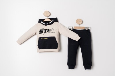 Wholesale Boys 2-Piece Tracksuit Set 1-4Y Sani 1068-20048 Ecru