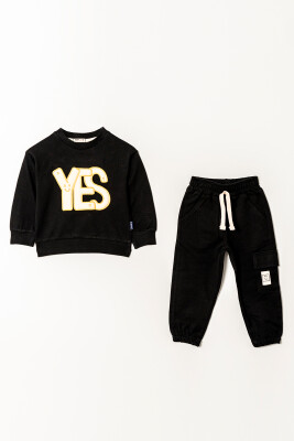 Wholesale Boy's 2-Piece Tracksuit Set 2-5Y Tuffy 1099-0852 Black