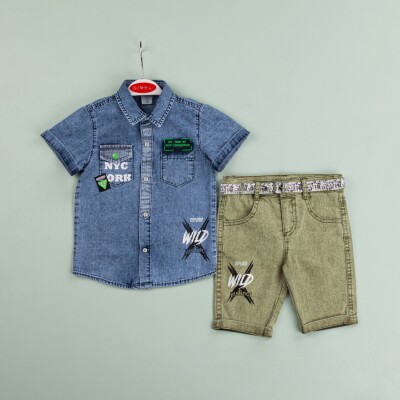 Wholesale Boys 2-Pieces Denim Shirt and Shorts Set 1-4Y Bombili 1004-6477 - Bombili (1)