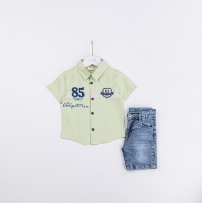 Wholesale Boys 2-Pieces Shirt and Short Set 2-5Y Sani 1068-2337 Green