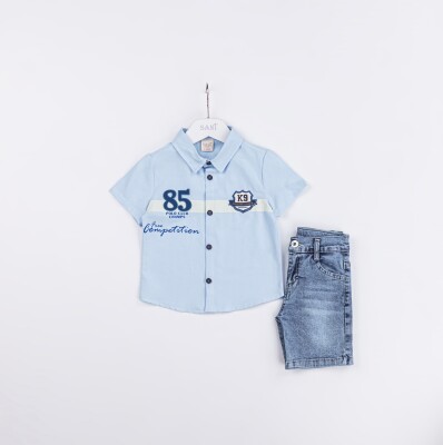 Wholesale Boys 2-Pieces Shirt and Short Set 2-5Y Sani 1068-2337 Light Blue