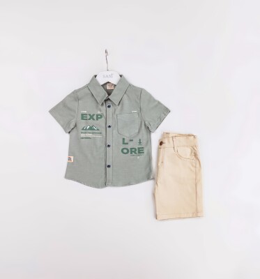 Wholesale Boys 2-Pieces Shirt and Short Set 2-5Y Sani 1068-2381 Хаки 