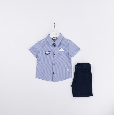 Wholesale Boys 2-Pieces Shirt and Short Set 2-5Y Sani 1068-2383 Темно-синий
