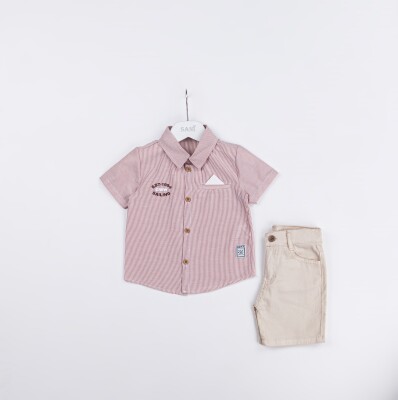 Wholesale Boys 2-Pieces Shirt and Short Set 2-5Y Sani 1068-2383 Tile Red 