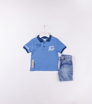 Wholesale Boys 2-Pieces T-shirt and Denim Short Set 2-5Y Sani 1068-2379 - 2