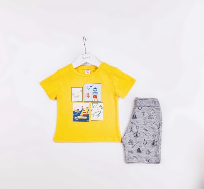Wholesale Boys 2-Pieces T-shirt and Short Set 1-4Y Sani 1068-1214 - 2