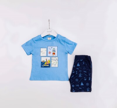 Wholesale Boys 2-Pieces T-shirt and Short Set 1-4Y Sani 1068-1214 - Sani