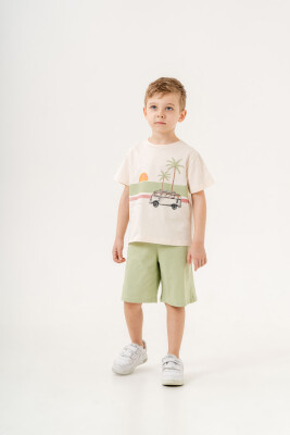 Wholesale Boys 2-Pieces T-shirt and Short Set 2-5Y Piop 2055-PE24-0125 Khaki