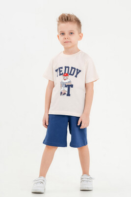 Wholesale Boys 2-Pieces T-shirt and Short Set 2-5Y Piop 2055-PE24-0127 White