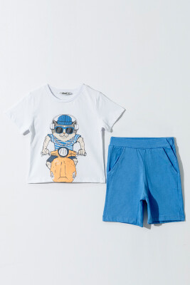 Wholesale Boys 2-Pieces T-shirt and Short Set 2-5Y Piop 2055-PE24-0136 White