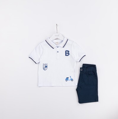 Wholesale Boys 2-Pieces T-shirt and Short Set 2-5Y Sani 1068-2356 White