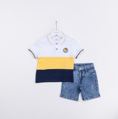 Wholesale Boys 2-Pieces T-shirt and Short Set 2-5Y Sani 1068-2361 Yellow
