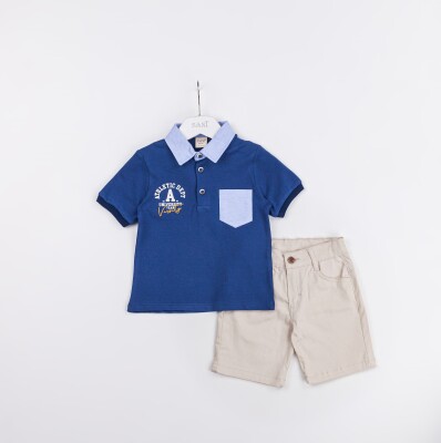 Wholesale Boys 2-Pieces T-shirt and Short Set 2-5Y Sani 1068-2364 Светло-серовато- синий