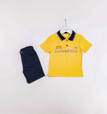 Wholesale Boys 2-Pieces T-shirt and Short Set 2-5Y Sani 1068-2373 Yellow